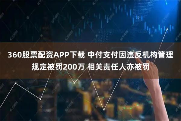 360股票配资APP下载 中付支付因违反机构管理规定被罚200万 相关责任人亦被罚